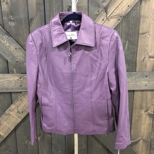 PAMELA MCCOY COLLECTIONS PURPLE LEATHER JACKET